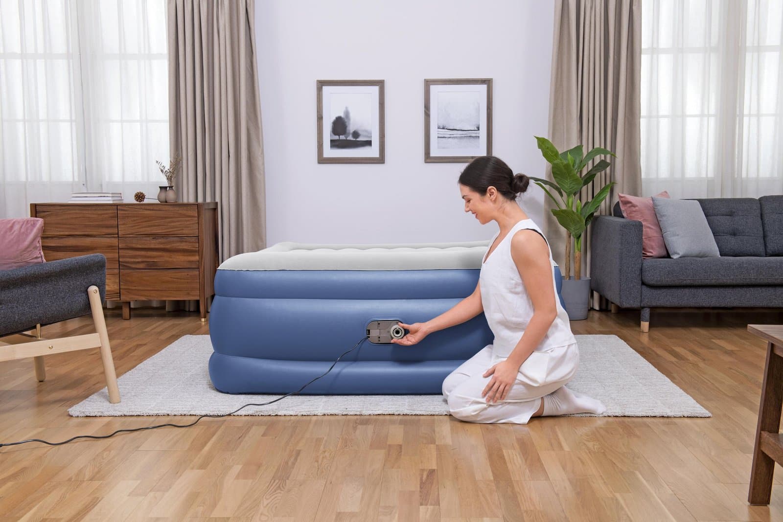 надуваем двоен матрак с вградена електрическа помпа 2.03m x 1.52m x 56cm Tritech Air Mattress Queen - Image 17