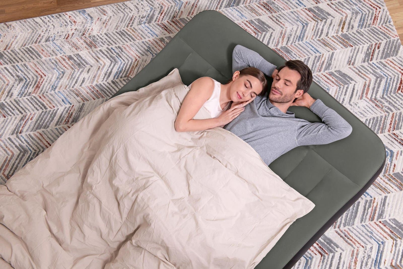 Надуваем двоен матрак с вградена помпа на батерии 2.03m x 1.52m x 30cm Tritech Air Mattress Queen - Image 17