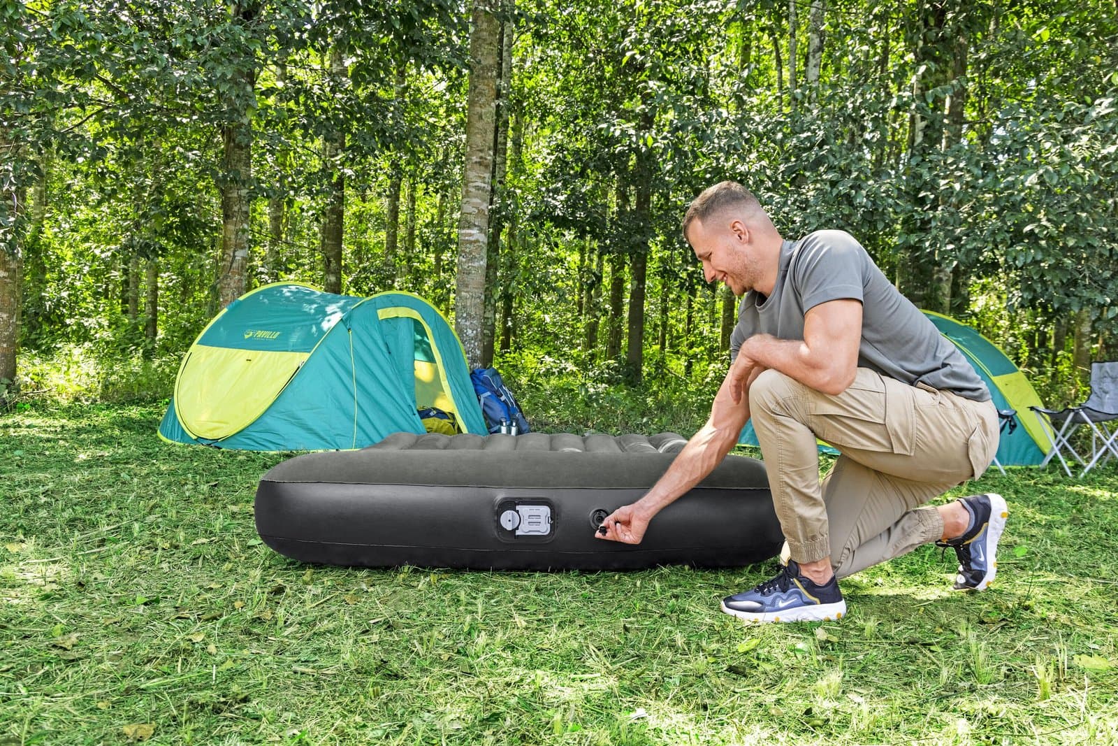 Надуваем двоен матрак с вградена помпа на батерии 2.03m x 1.52m x 30cm Tritech Air Mattress Queen - Image 3