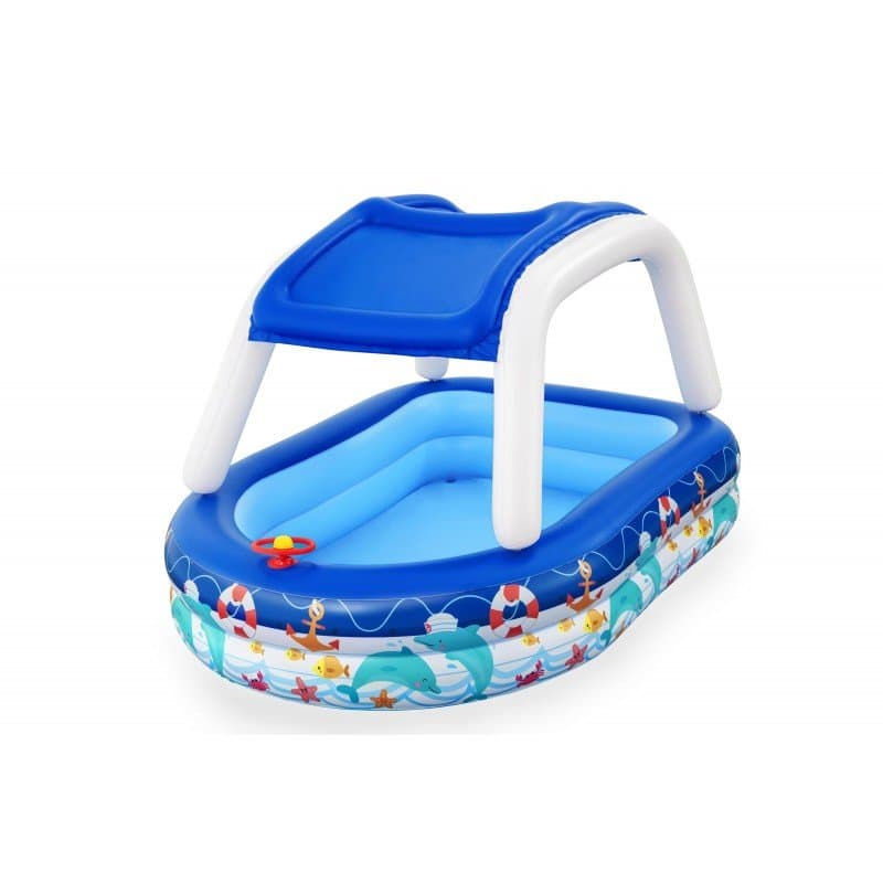 Детски надуваем басейн с подвижен сенник 2.13m x 1.55m x 1.32m Bestway Sea Captain