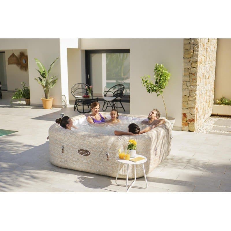 Надуваемо джакузи 2.01m x 2.01m x 71cm Lay-Z-Spa® Rome MaxHold EnergySense UltraFit Smart AirJet 7 Sand Marble Square - Image 8