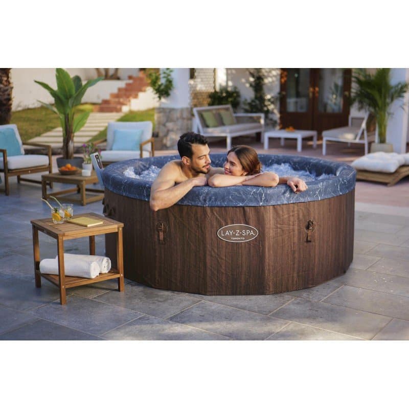 Надуваемо джакузи 1.90m x 70cm Lay-Z-Spa®Toronto ThermaCore UltraFit Smart AirJet 7 Brown Wood Round - Image 8